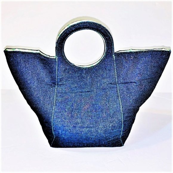 VICTORIA'S SECRET Round Handle Bucket Denim Tote - Picture 2 of 5